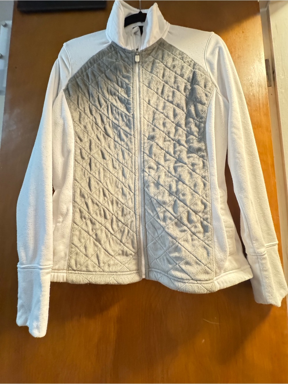 Fila Women’s White Fleece Jacket with Gray Quilted Front